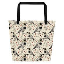 Load image into Gallery viewer, Woodpecker cream Large Tote Bag
